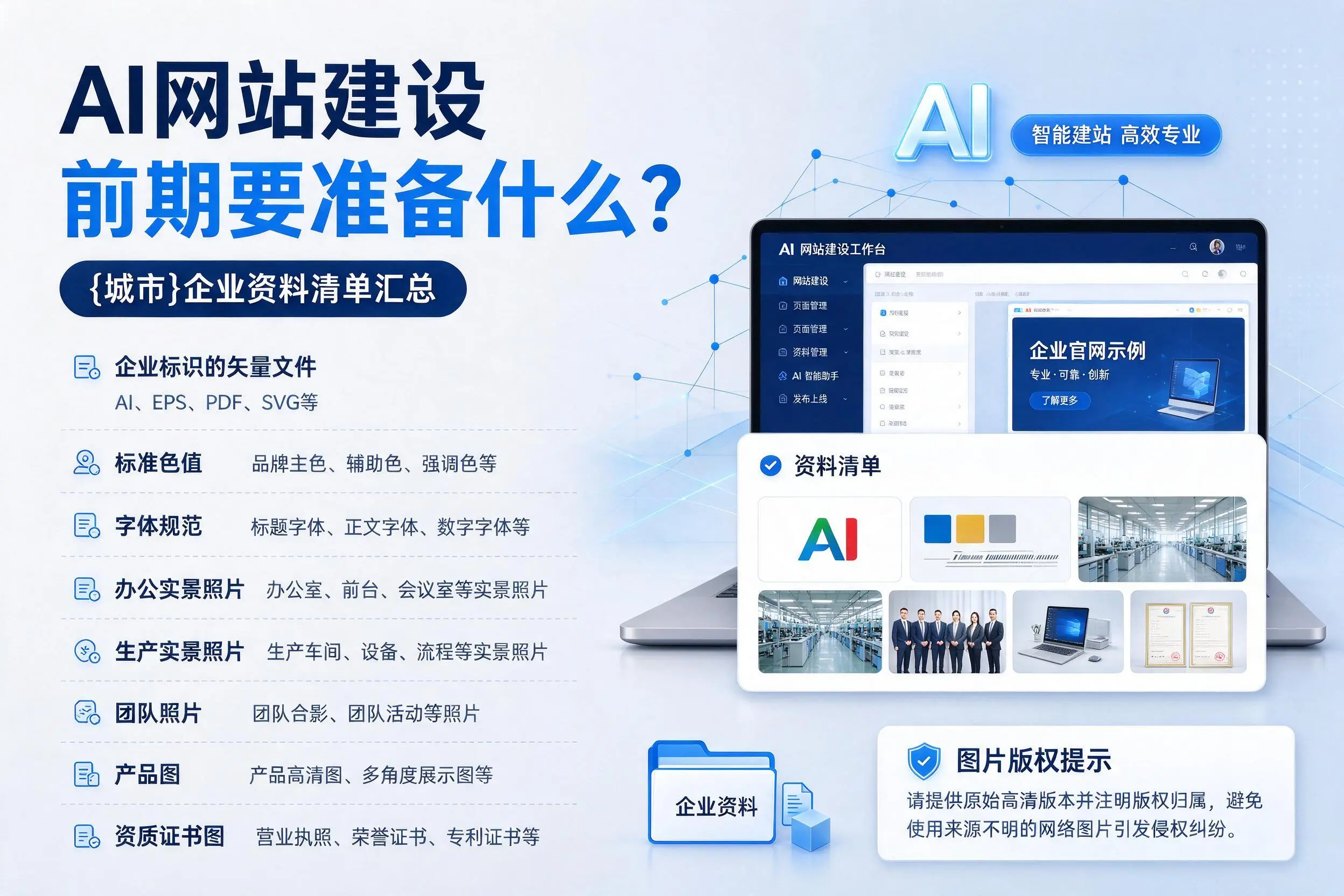 AI网站建设前期要准备什么？池州企业资料清单汇总