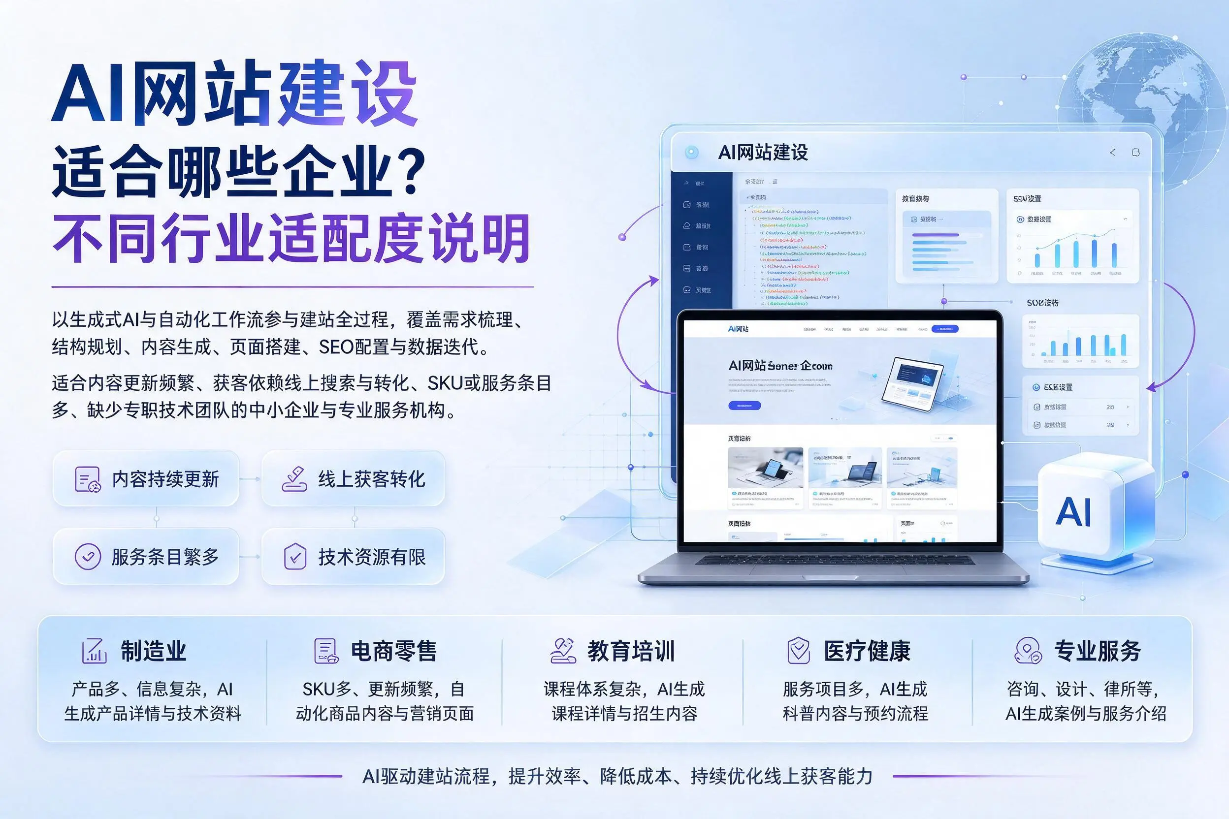 AI网站建设适合哪些企业？池州不同行业适配度说明