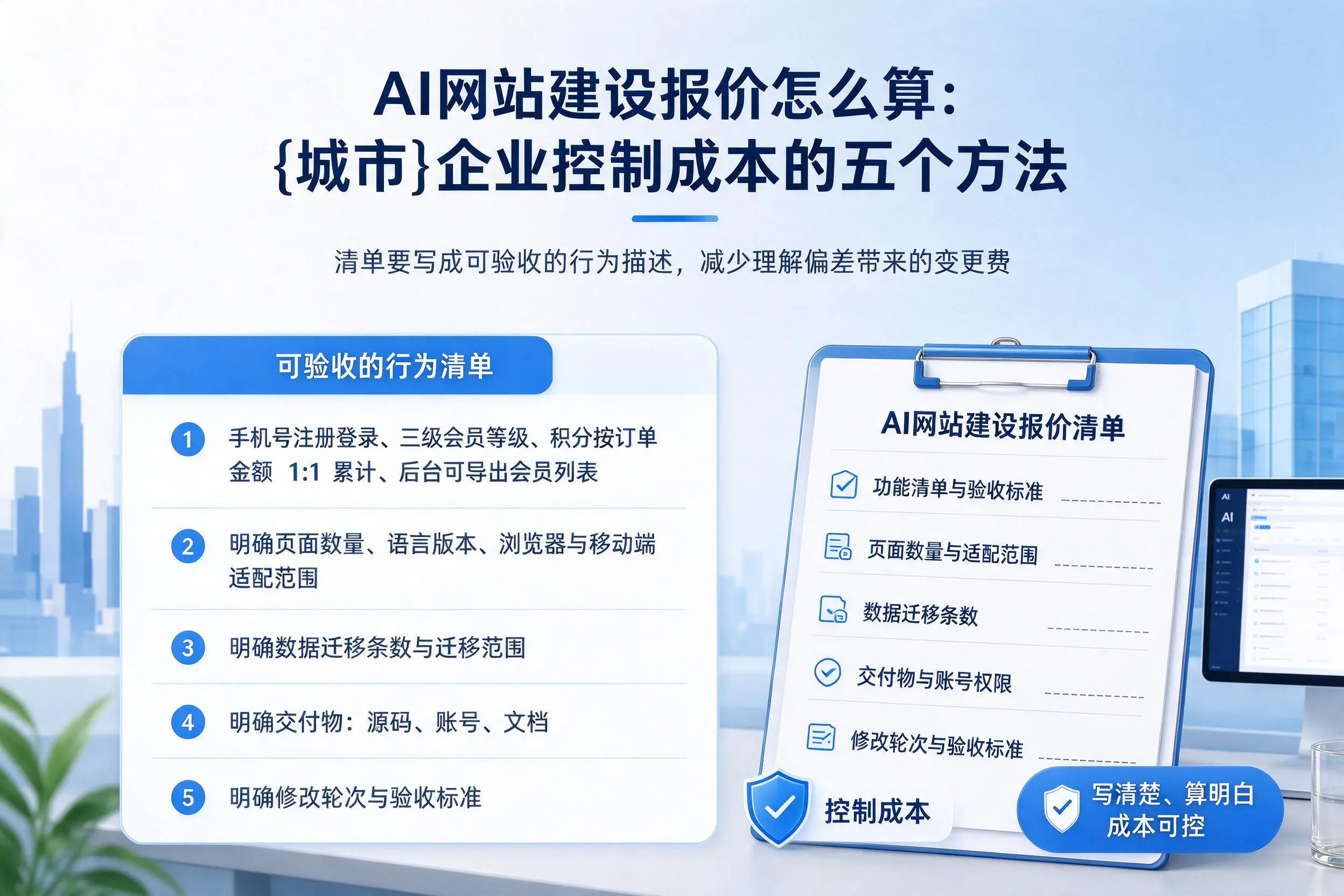 AI网站建设报价怎么算:池州企业控制成本的五个方法